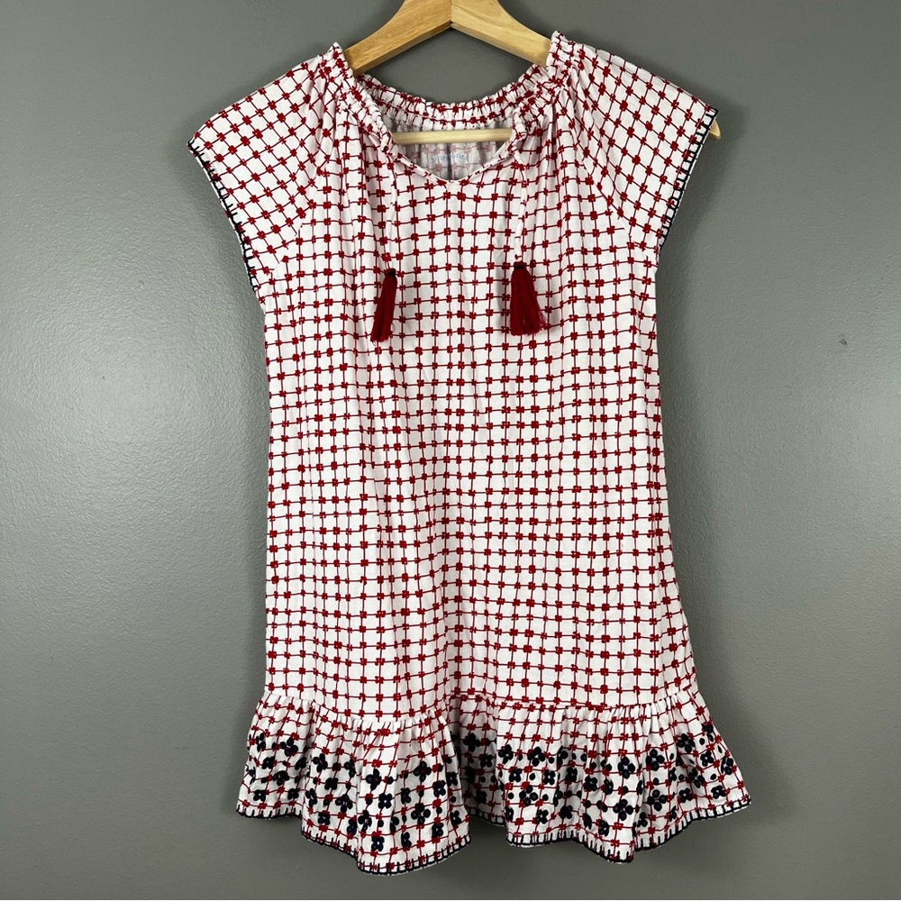 Vineyard Vines Girls' Bimini Lattice Knit Dress Cover-Up Size Small Cotton Red